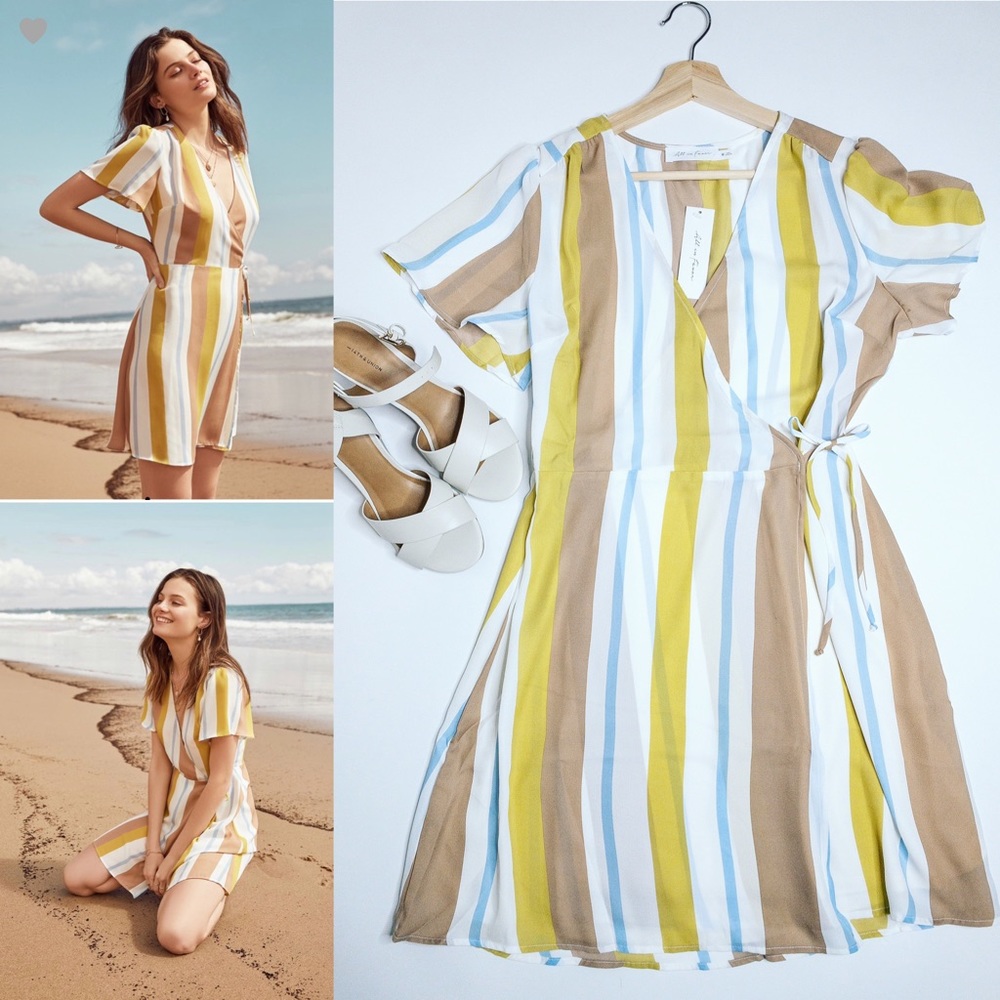 All In Favor | Striped Pastel Wrap Dress